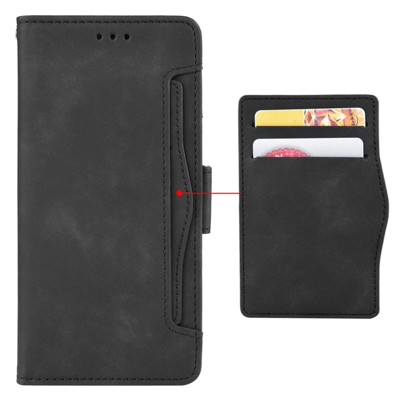 For Oukitel C35 / C36 Case Multiple Card Holder Leather Wallet Cover - Black
