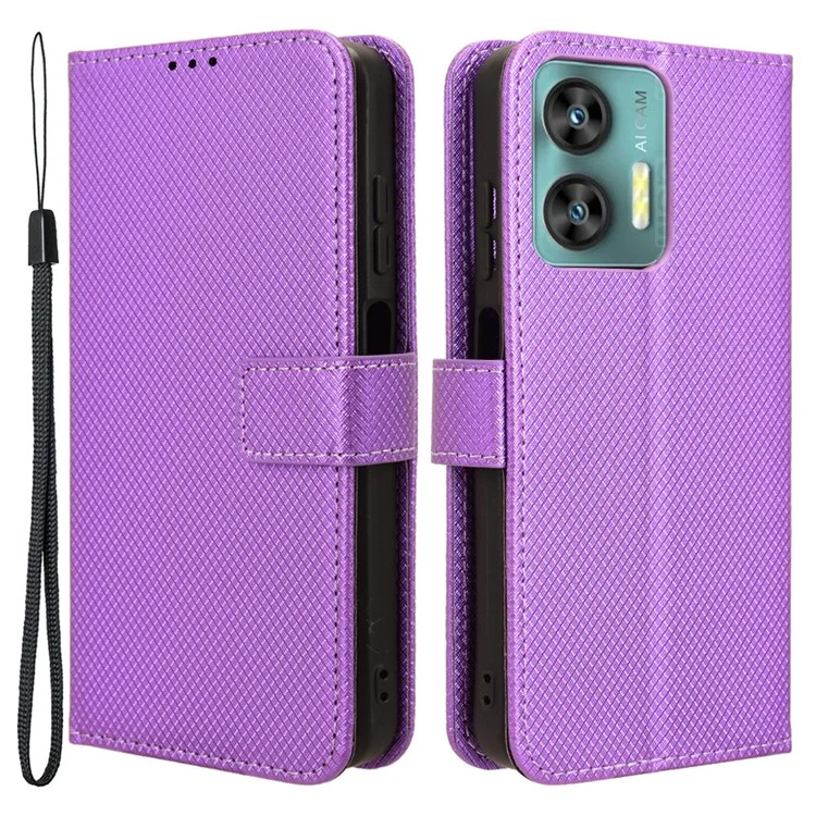 For Oukitel C35 / C36 Case Wallet Diamond Texture Anti-drop Phone Cover - Purple