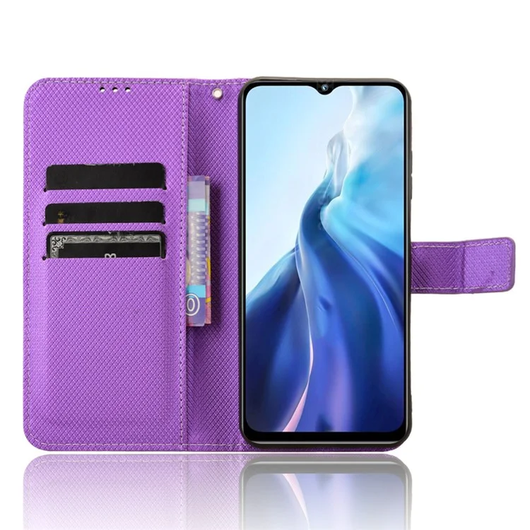 For Oukitel C35 / C36 Case Wallet Diamond Texture Anti-drop Phone Cover - Purple