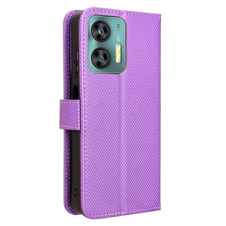 For Oukitel C35 / C36 Case Wallet Diamond Texture Anti-drop Phone Cover - Purple