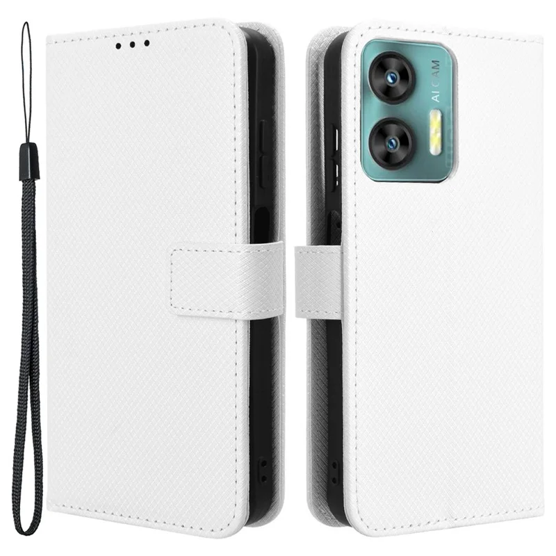 For Oukitel C35 / C36 Case Wallet Diamond Texture Anti-drop Phone Cover - White