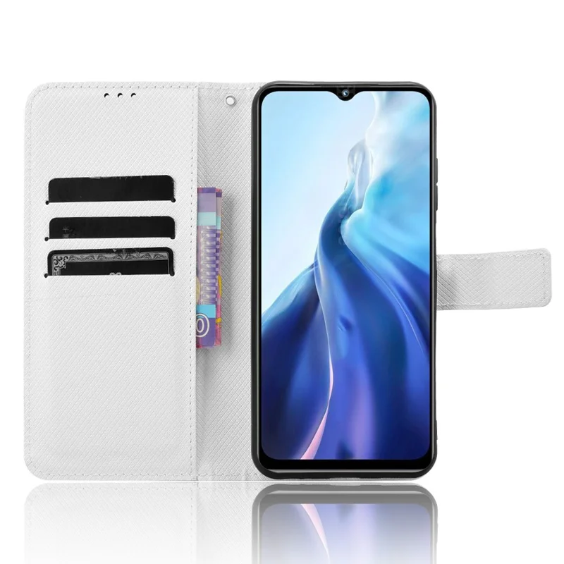 For Oukitel C35 / C36 Case Wallet Diamond Texture Anti-drop Phone Cover - White