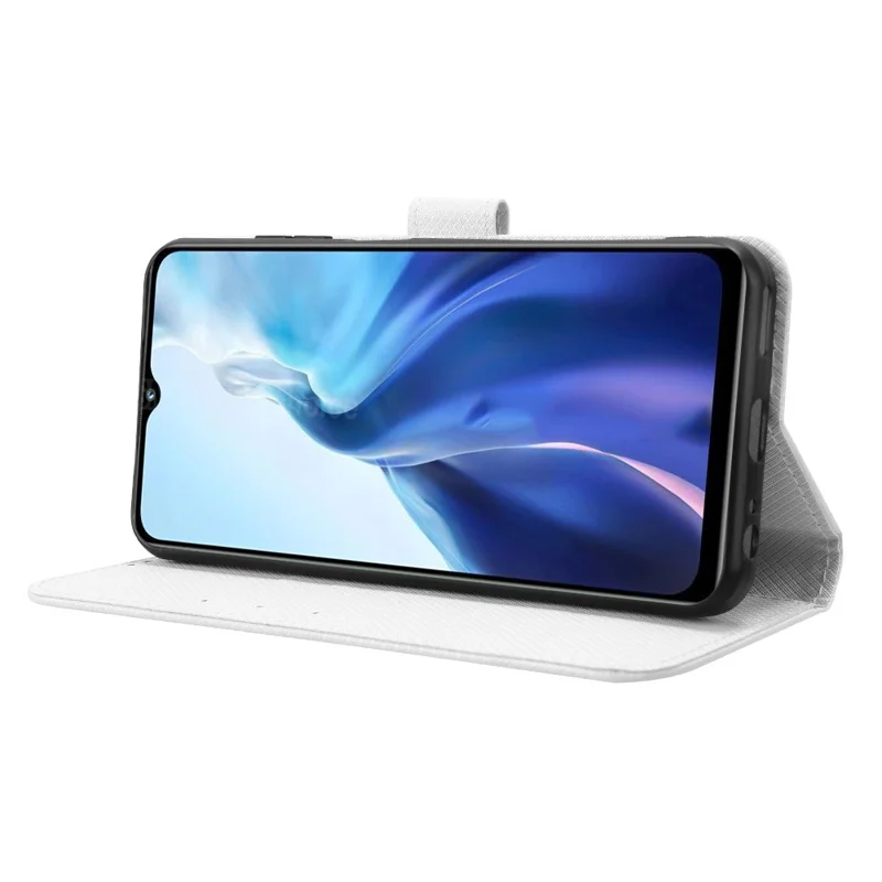 For Oukitel C35 / C36 Case Wallet Diamond Texture Anti-drop Phone Cover - White