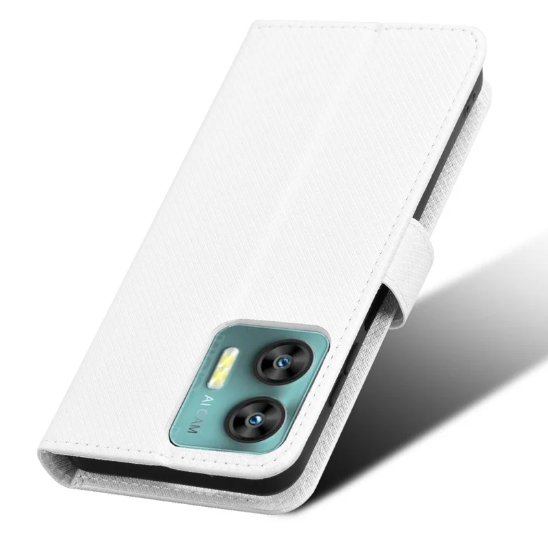 For Oukitel C35 / C36 Case Wallet Diamond Texture Anti-drop Phone Cover - White