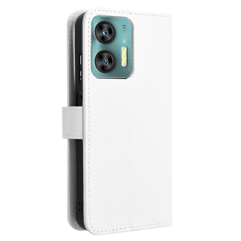 For Oukitel C35 / C36 Case Wallet Diamond Texture Anti-drop Phone Cover - White