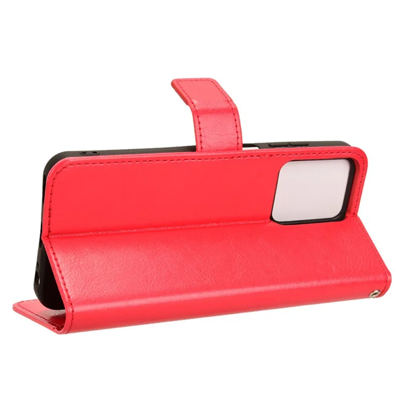 For Oukitel C35 / C36 Case Crazy Horse Texture Leather Wallet Phone Cover - Red