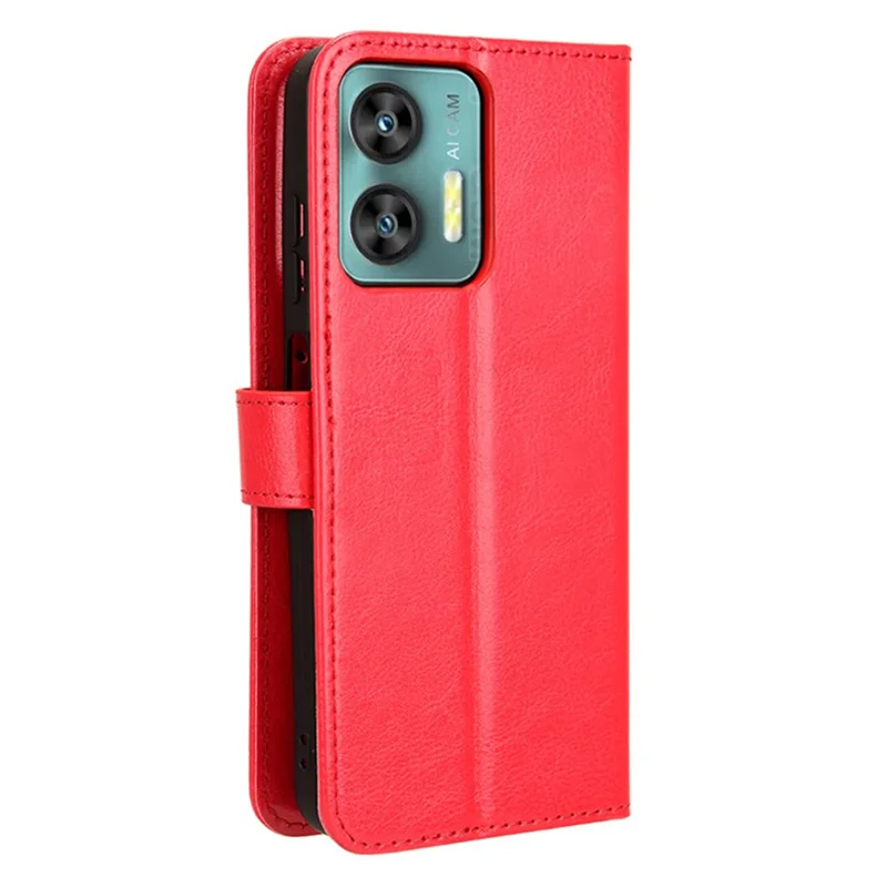 For Oukitel C35 / C36 Case Crazy Horse Texture Leather Wallet Phone Cover - Red