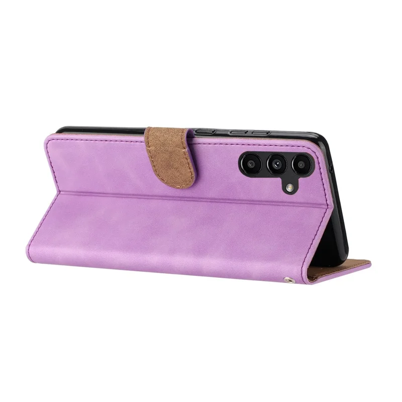 TPU+PU Leather Cover for Samsung Galaxy A15 5G Case Imprinted Butterfly Wallet Flip Stand Phone Shell - Purple