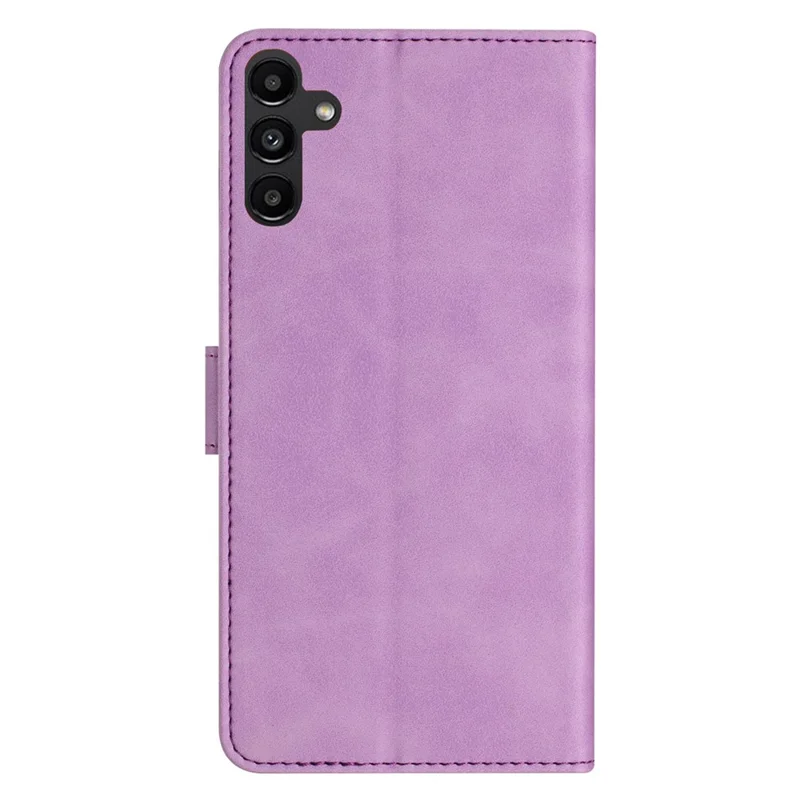 TPU+PU Leather Cover for Samsung Galaxy A15 5G Case Imprinted Butterfly Wallet Flip Stand Phone Shell - Purple