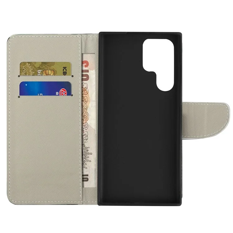 For Samsung Galaxy S24 Ultra Case Pattern Leather Flip Phone Cover - Green Tree