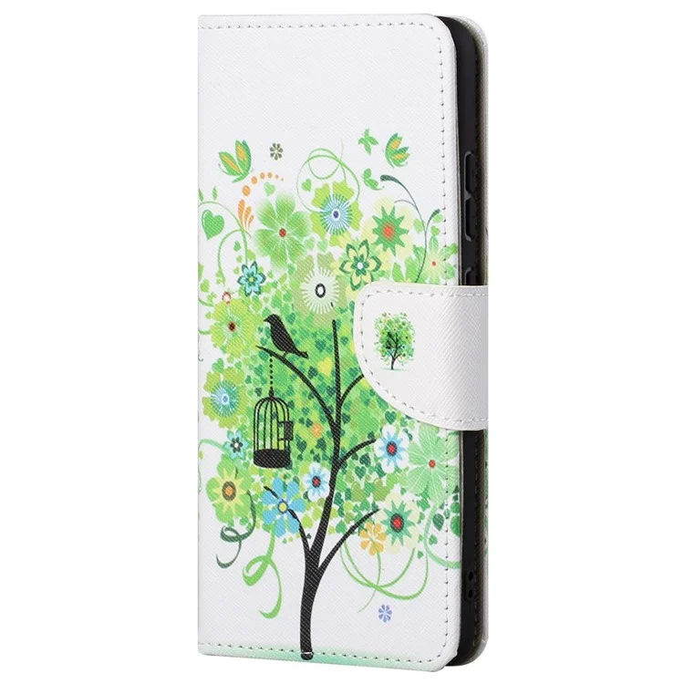 For Samsung Galaxy S24 Ultra Case Pattern Leather Flip Phone Cover - Green Tree