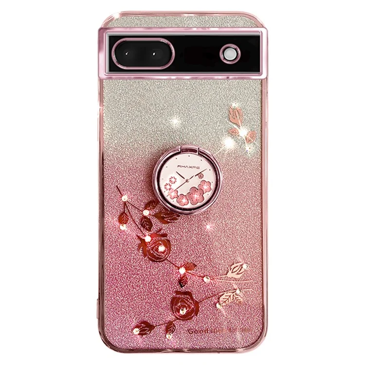 KADEM For Google Pixel 6a Cover Anti-drop TPU Phone Case with Ring Kickstand - Rose Gold