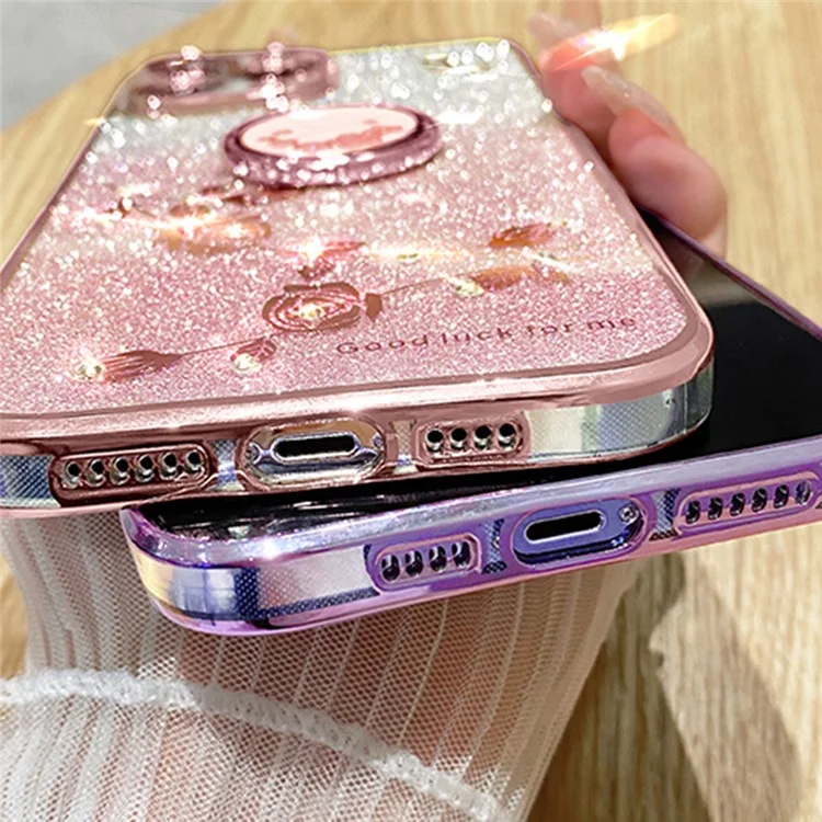 KADEM For Google Pixel 6a Cover Anti-drop TPU Phone Case with Ring Kickstand - Rose Gold