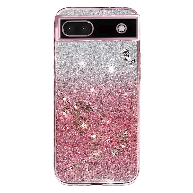KADEM For Google Pixel 6a Case Flower Decor Shockproof Phone Cover - Rose Gold