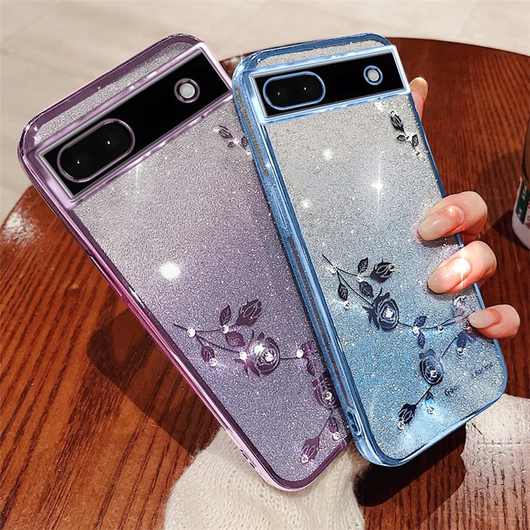 KADEM For Google Pixel 6a Case Flower Decor Shockproof Phone Cover - Rose Gold