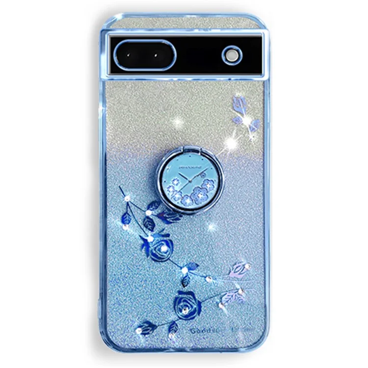 KADEM For Google Pixel 7a Cover TPU Gradient Phone Case with Ring Kickstand - Blue