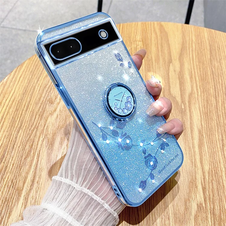 KADEM For Google Pixel 7a Cover TPU Gradient Phone Case with Ring Kickstand - Blue