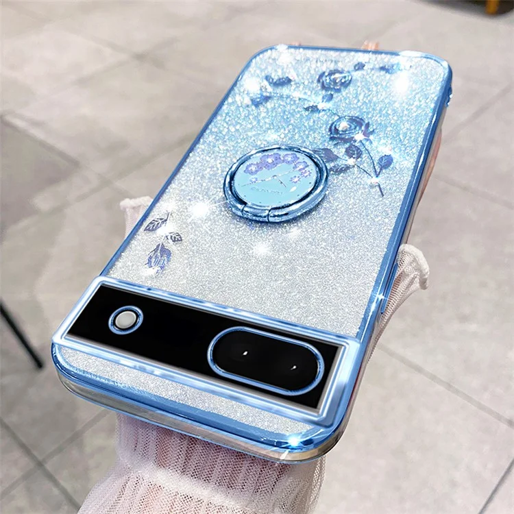 KADEM For Google Pixel 7a Cover TPU Gradient Phone Case with Ring Kickstand - Blue