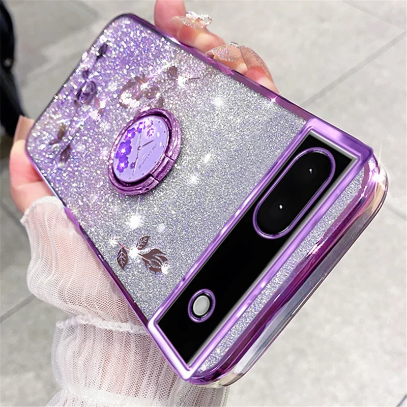 KADEM For Google Pixel 7a Cover TPU Gradient Phone Case with Ring Kickstand - Purple