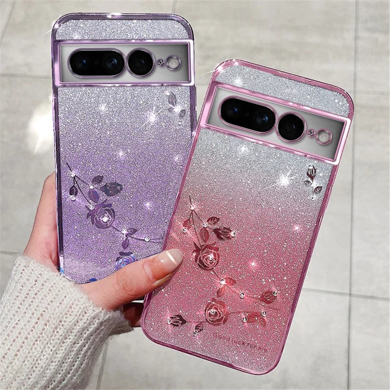 KADEM For Google Pixel 7 Pro 5G Case Soft TPU Scratch Resistant Gradient Phone Cover - Rose Gold