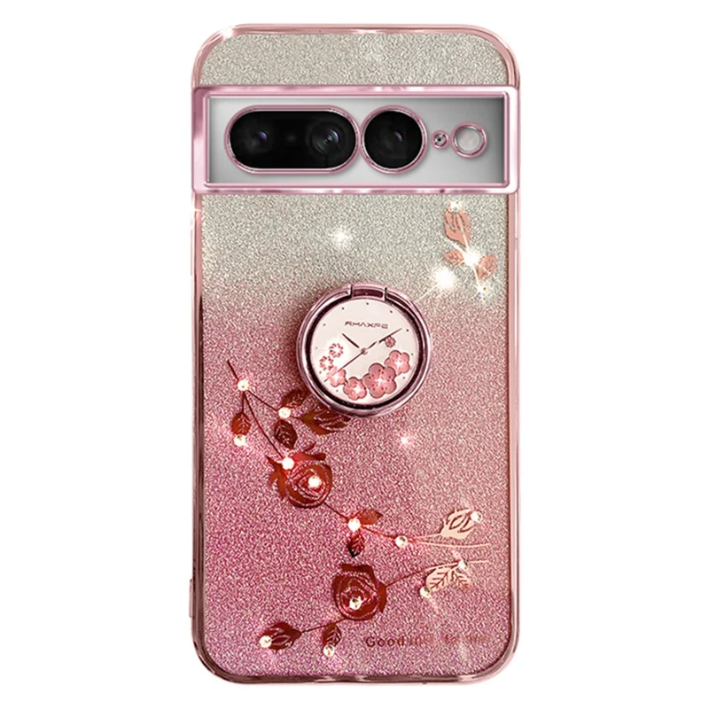 KADEM For Google Pixel 7 Pro 5G Cover Soft TPU Phone Case with Ring Kickstand - Rose Gold