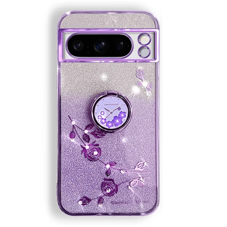 KADEM para Google Pixel 8 Pro Case Ring Kickstand Gradient TPU Phone Cover - Roxo