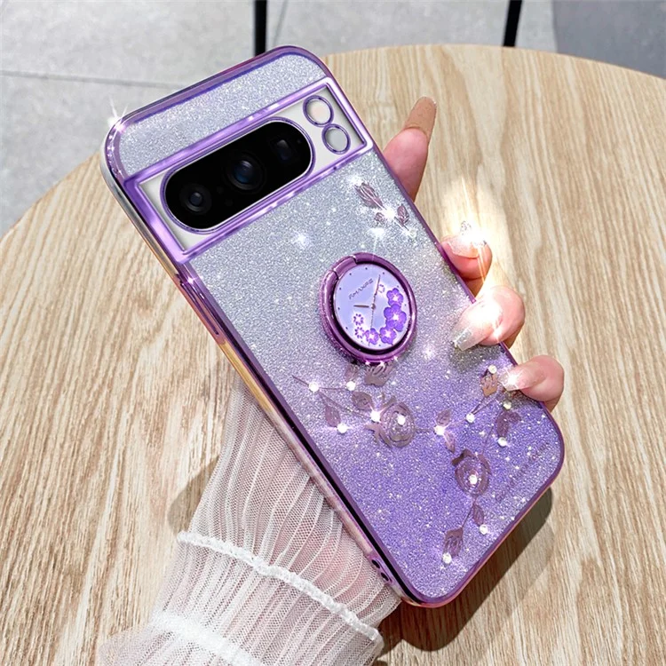 KADEM para Google Pixel 8 Pro Case Ring Kickstand Gradient TPU Phone Cover - Roxo