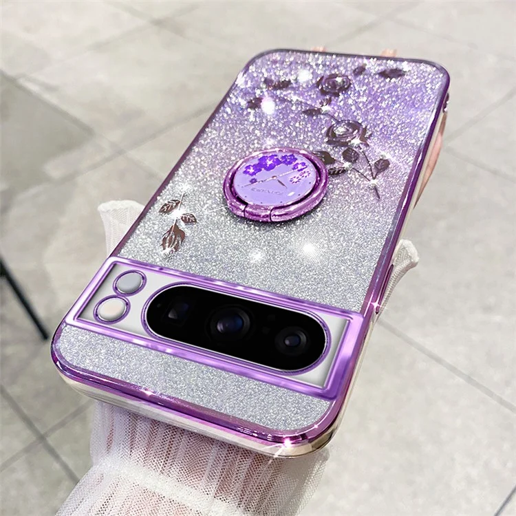 KADEM para Google Pixel 8 Pro Case Ring Kickstand Gradient TPU Phone Cover - Roxo