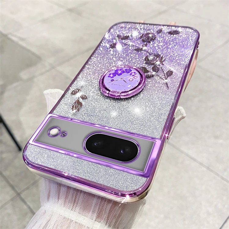 KADEM For Google Pixel 7 5G Case Ring Kickstand Gradient TPU Cellphone Cover - Purple