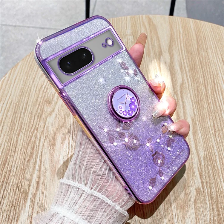 KADEM For Google Pixel 7 5G Case Ring Kickstand Gradient TPU Cellphone Cover - Purple