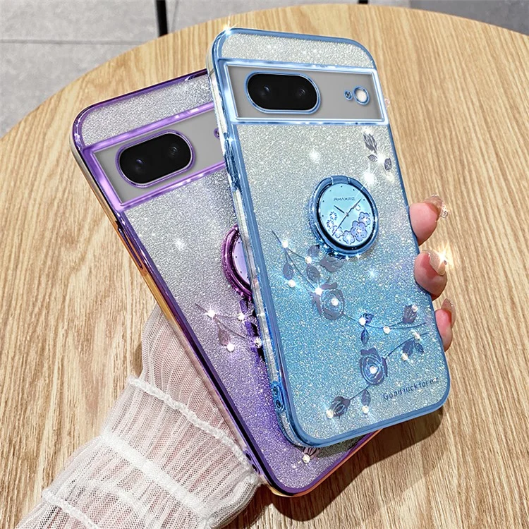 KADEM For Google Pixel 7 5G Case Ring Kickstand Gradient TPU Cellphone Cover - Purple