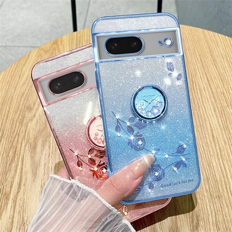KADEM For Google Pixel 7 5G Case Ring Kickstand Gradient TPU Cellphone Cover - Purple
