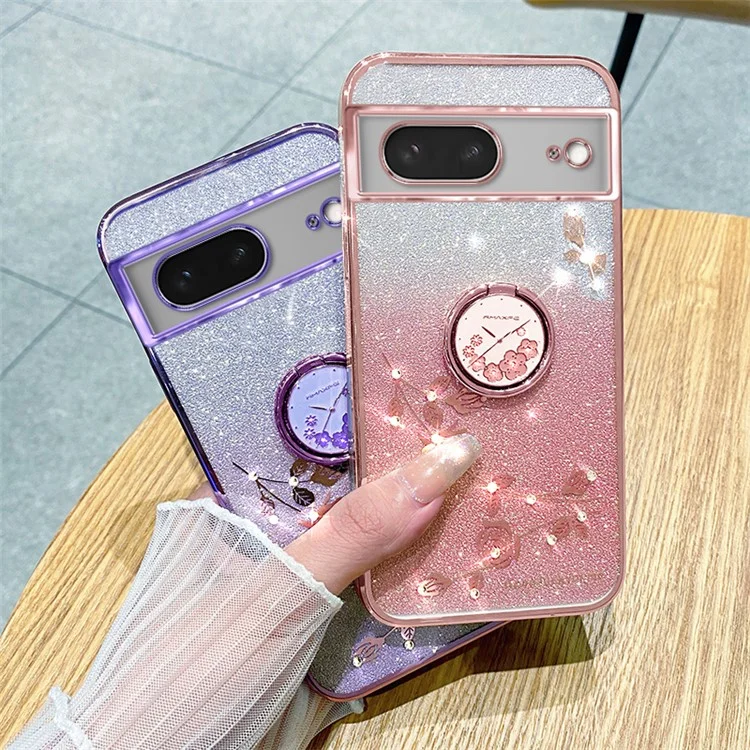 KADEM For Google Pixel 7 5G Case Ring Kickstand Gradient TPU Cellphone Cover - Purple