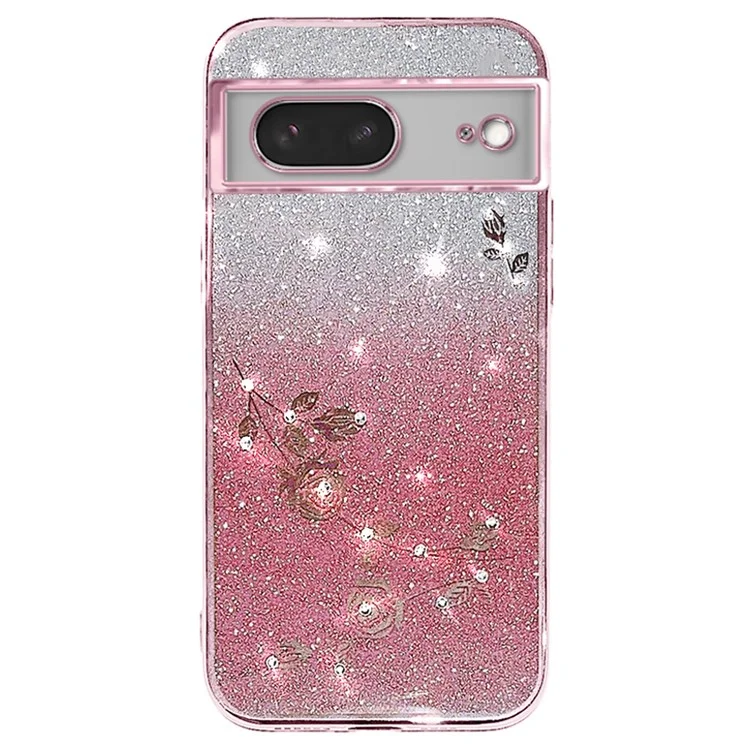 KADEM Per Google Pixel 7 5G Cover Gradient Flower Pattern TPU Phone Drop-proof - Rose Gold