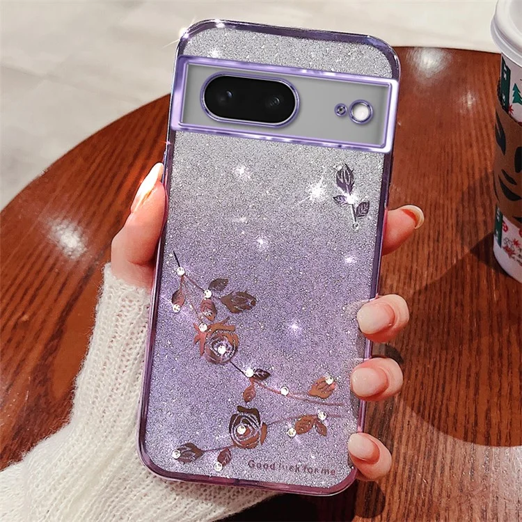 KADEM For Google Pixel 7 5G Case Gradient Flower Pattern TPU Phone Drop-proof Cover - Purple