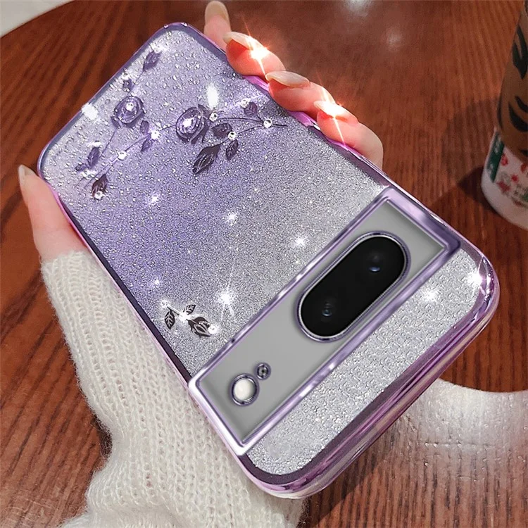 KADEM For Google Pixel 7 5G Case Gradient Flower Pattern TPU Phone Drop-proof Cover - Purple