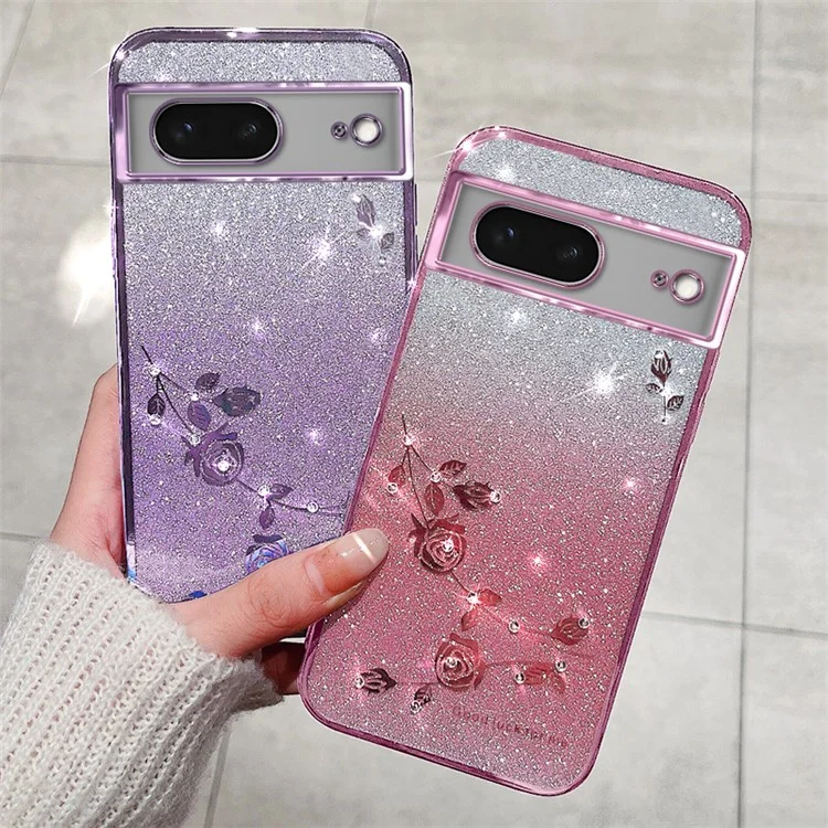 KADEM For Google Pixel 7 5G Case Gradient Flower Pattern TPU Phone Drop-proof Cover - Purple