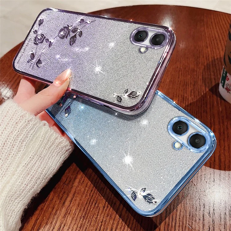 KADEM Für Samsung Galaxy A05 4G Hülle Rhinestone Blume Glitzer TPU Smartphone Hülle - Rose Gold
