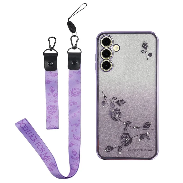 KADEM For Samsung Galaxy A05s 4G TPU Case Fashion Gradient Phone Cover with Strap - Purple