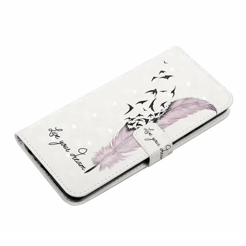 For Xiaomi 12 Pro 5G / 12 Pro (Dimensity) 5G / 12S Pro 5G Case 3D Pattern Magnetic Wallet Phone Cover - Feather