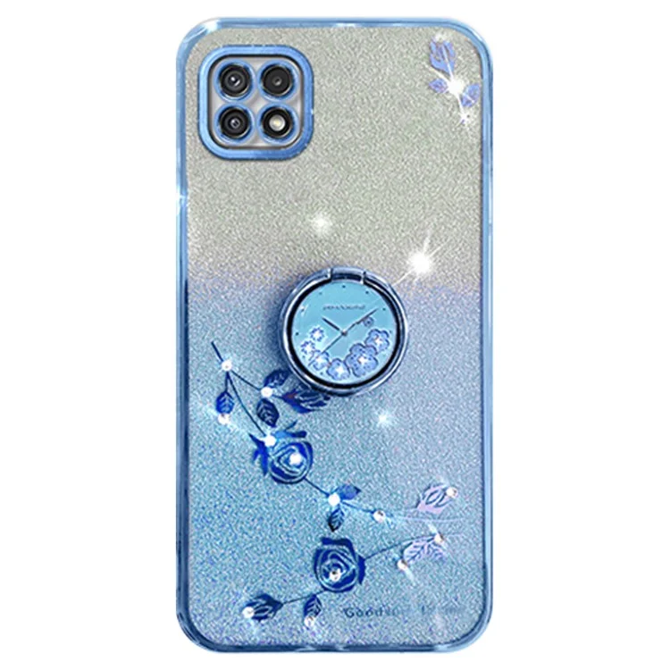 KADEM для Samsung Galaxy A22 5G (версия ЕС) Чехол с кольцевой подставкой TPU Чехол для мобильного телефона - синий