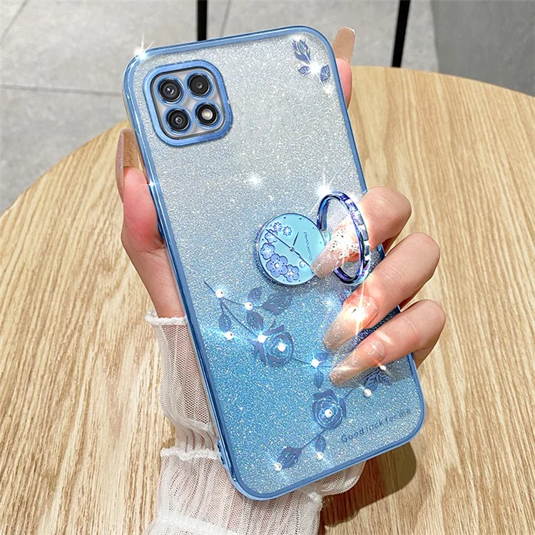 KADEM для Samsung Galaxy A22 5G (версия ЕС) Чехол с кольцевой подставкой TPU Чехол для мобильного телефона - синий