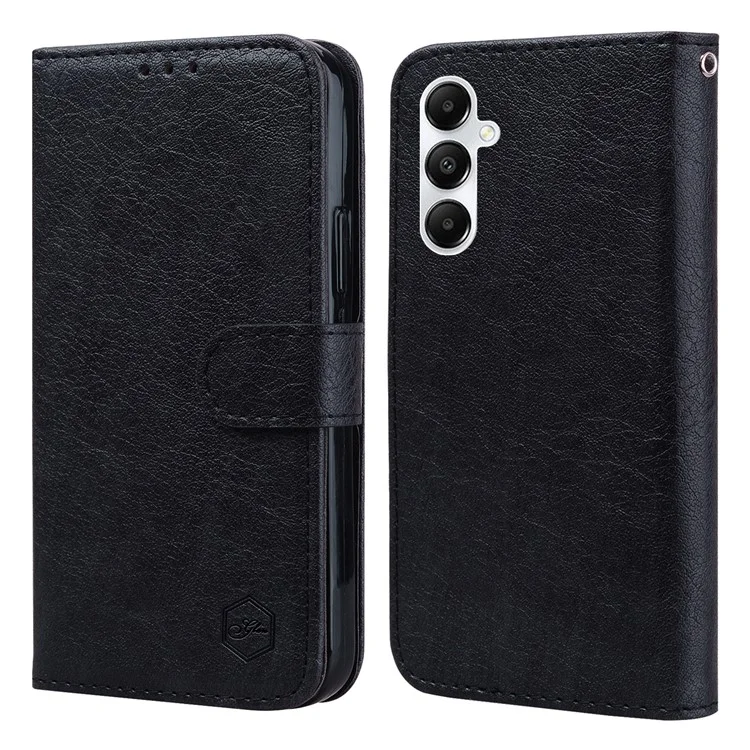 Für Samsung Galaxy A15 4G Hülle Einfarbiges Telefonständer-Cover PU-Leder-Brieftasche Shell - Schwarz