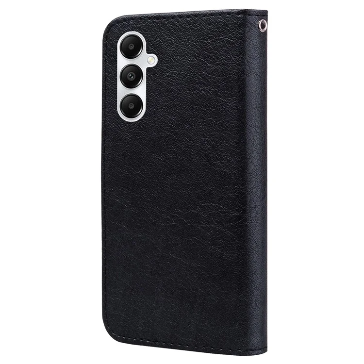 Für Samsung Galaxy A15 4G Hülle Einfarbiges Telefonständer-Cover PU-Leder-Brieftasche Shell - Schwarz