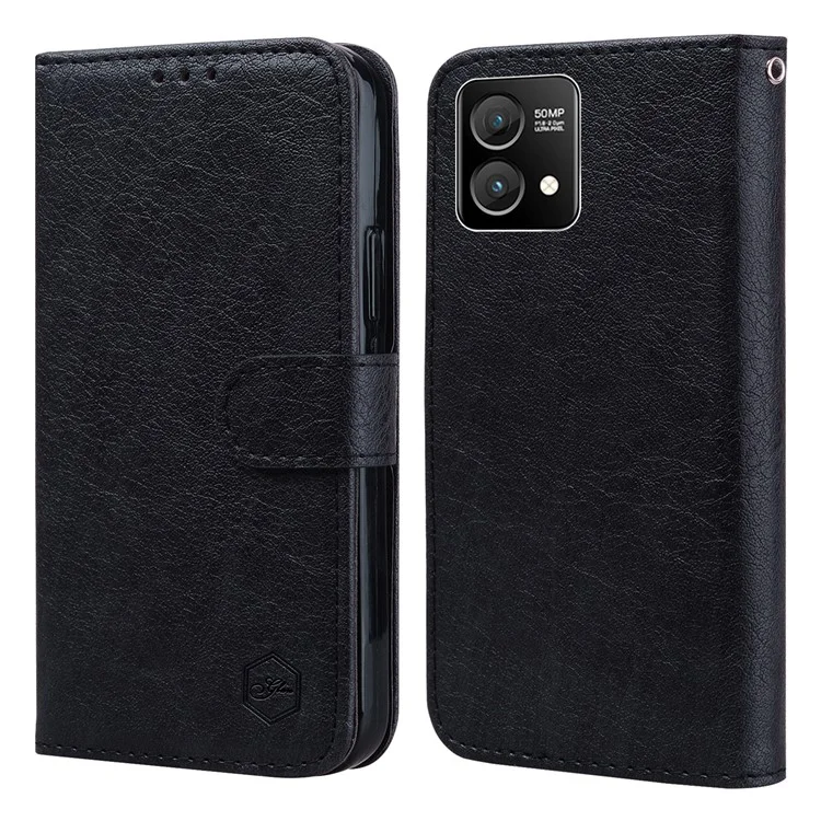 For Motorola Moto G Stylus 5G (2023) Case Solid Color Leather Phone Stand Cover Wallet - Black