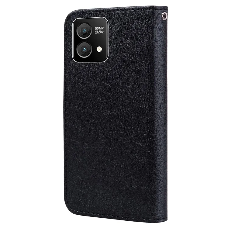 For Motorola Moto G Stylus 5G (2023) Case Solid Color Leather Phone Stand Cover Wallet - Black