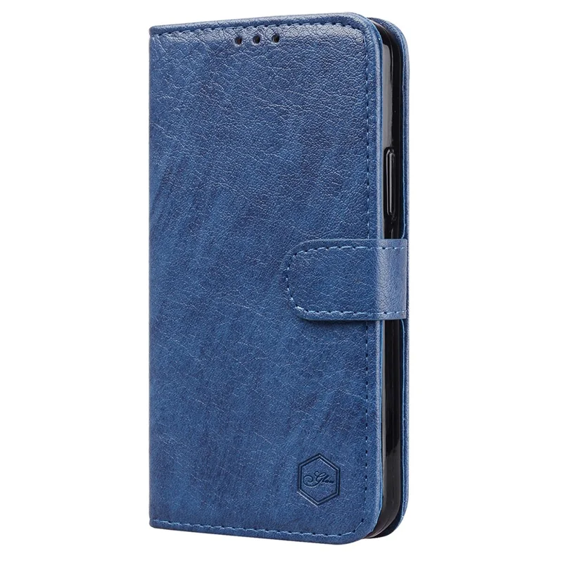 For Honor 90 Lite 5G / Honor X50i 5G Phone Stand Cover PU Leather Wallet Case Solid Color Shell - Dark Blue