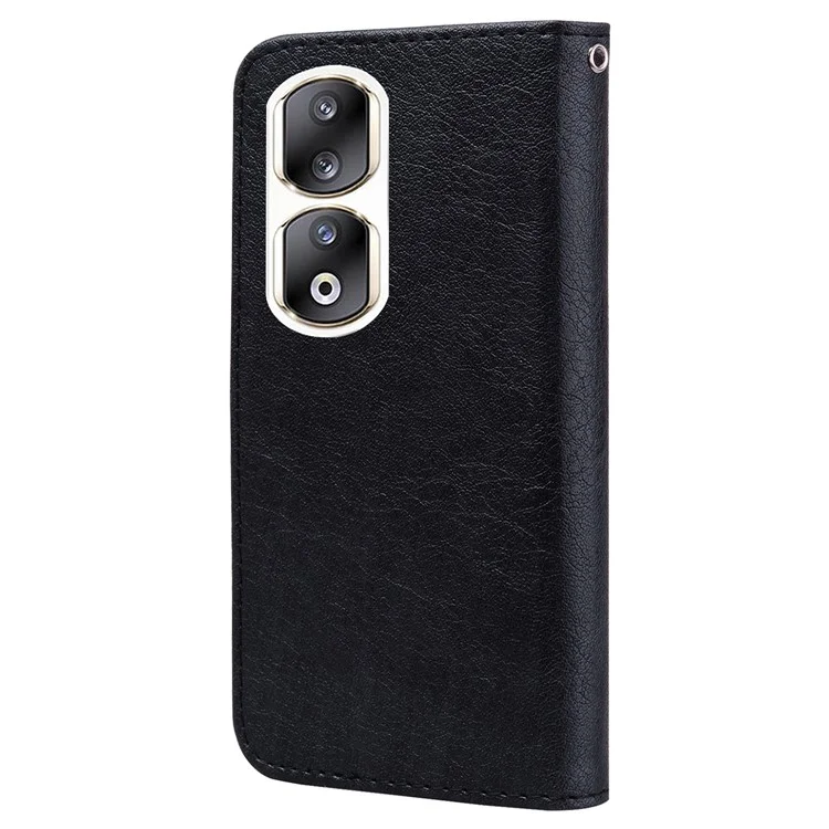Для Honor 90 Pro Anti-Scratch Phone Shell PU Leather Wallet Case Magnetic Stand Phone Cover - Черный