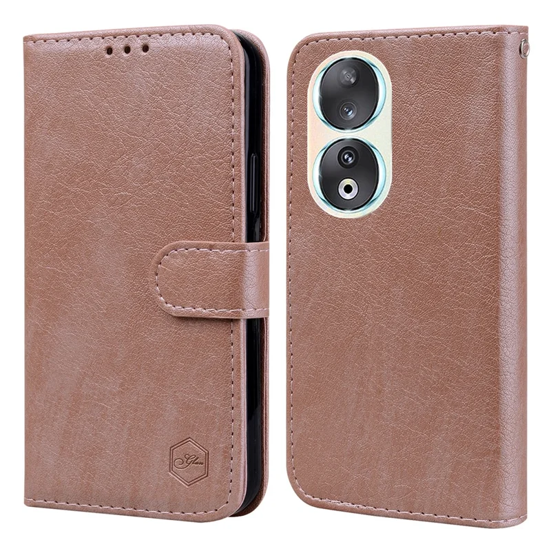 For Honor 90 TPU + PU Leather Wallet Phone Case Solid Color Cover Cell Phone Stand Shell - Champagne