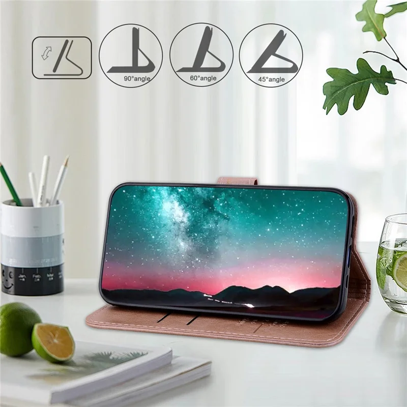 For Honor 90 TPU + PU Leather Wallet Phone Case Solid Color Cover Cell Phone Stand Shell - Champagne